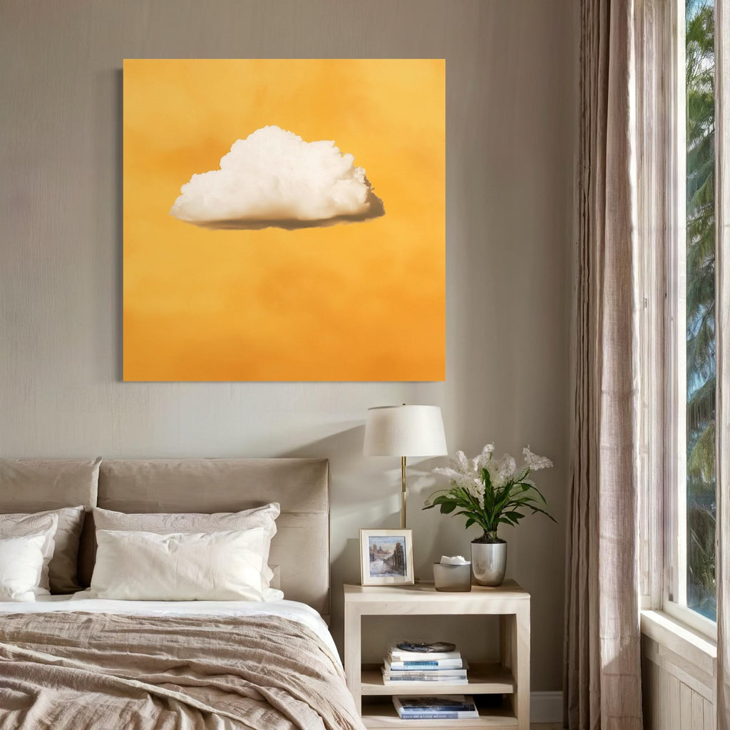 Yellow Cloud Wall Art Cloud Canvas Art Vibrant Yellow Abstract Canvas Print Minimalist Wall Accent Yellow Artwork for Modern Office Wall Art