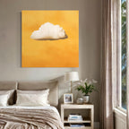 Yellow Cloud Wall Art Cloud Canvas Art Vibrant Yellow Abstract Canvas Print Minimalist Wall Accent Yellow Artwork for Modern Office Wall Art