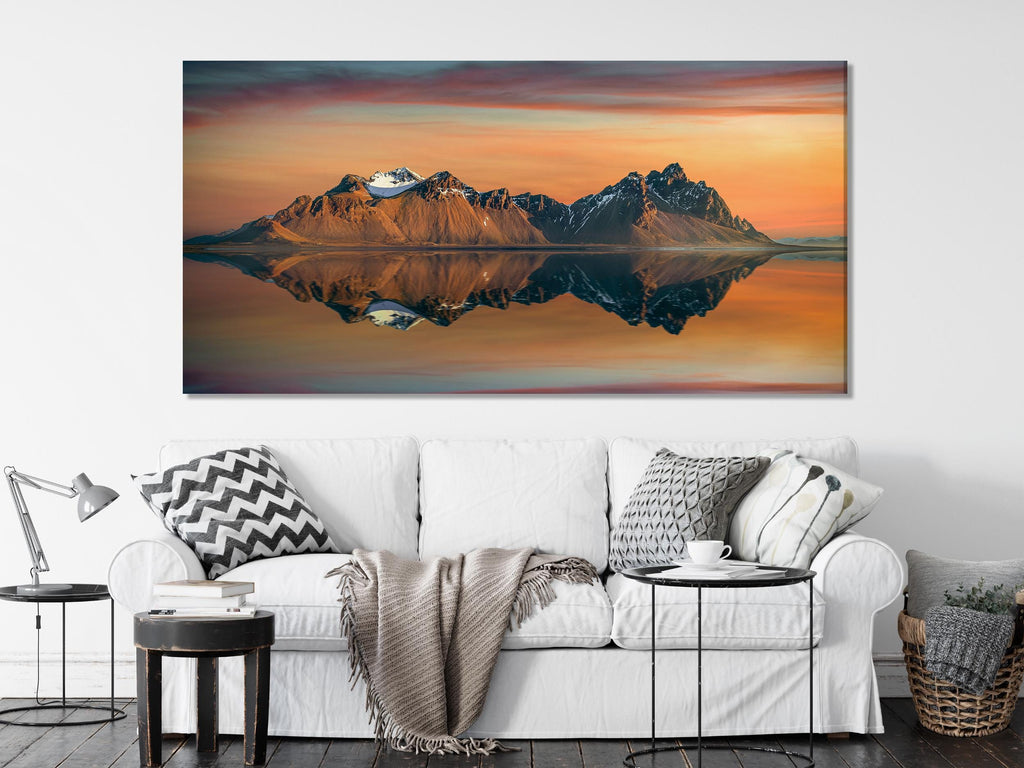 Vestrahorn Mountains Canvas Print, Iceland Sunset Wall Art, Stokksnes Landscape Artwork, Scandinavian Nature Decor, Icelandic Mountain Scene