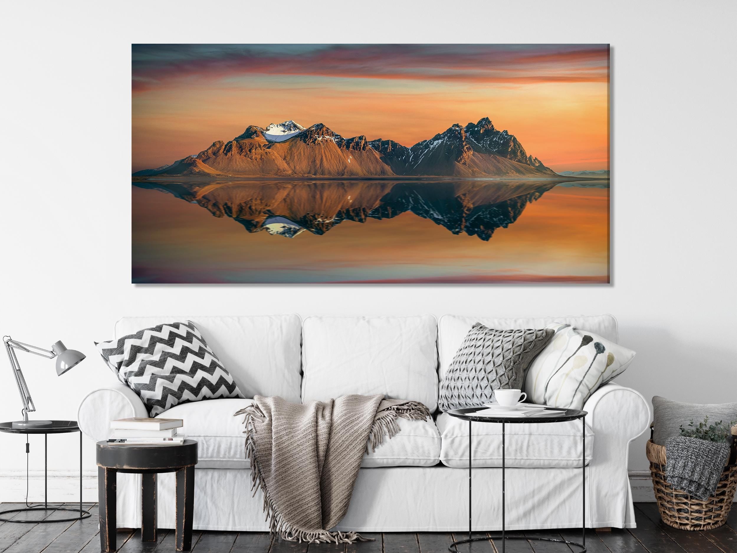 Vestrahorn Mountains Canvas Print, Iceland Sunset Wall Art, Stokksnes Landscape Artwork, Scandinavian Nature Decor, Icelandic Mountain Scene