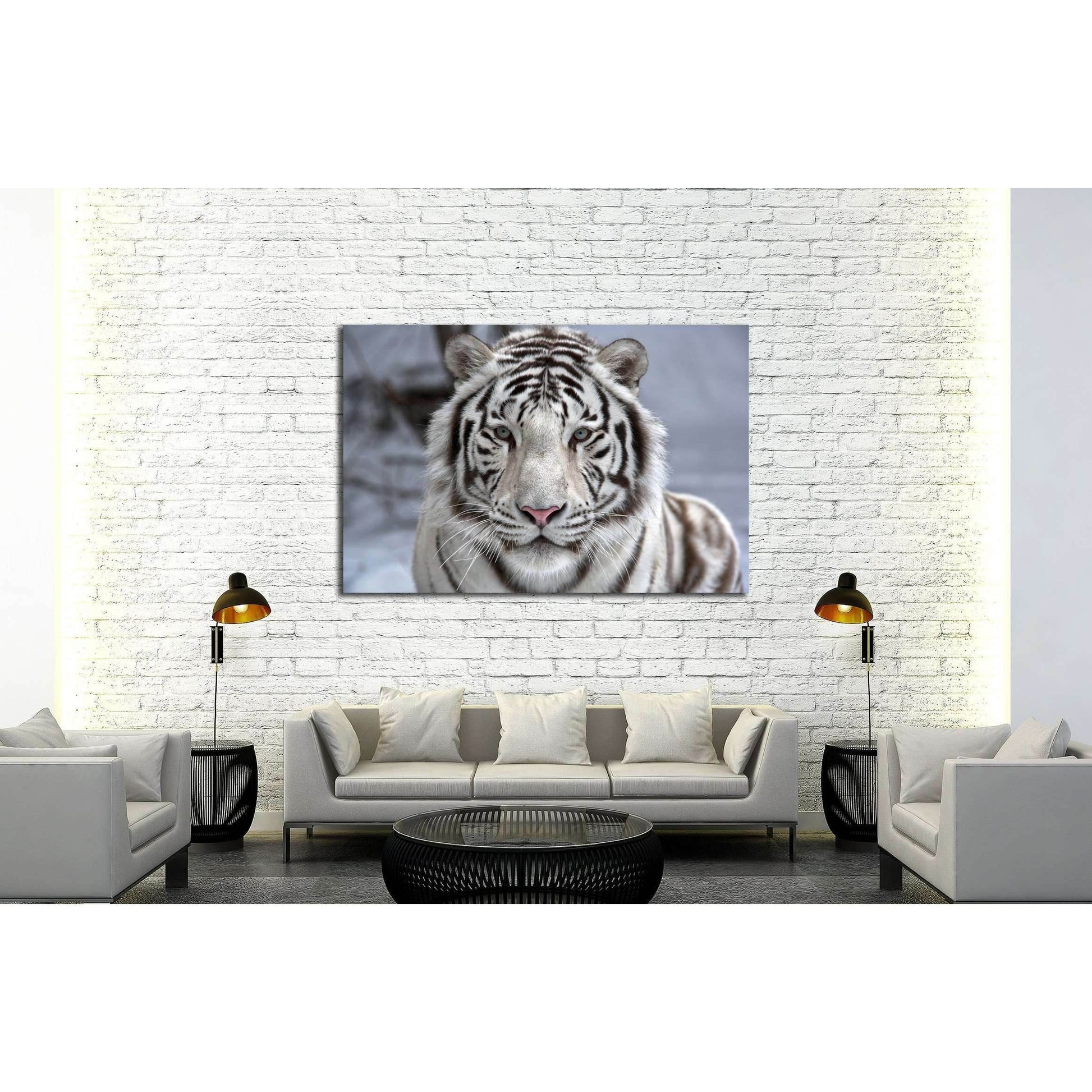 Face to face with white bengal tiger №2345 Ready to Hang Canvas PrintCanvas art arrives ready to hang, with hanging accessories included and no additional framing required. Every canvas print is hand-crafted, made on-demand at our workshop and expertly st