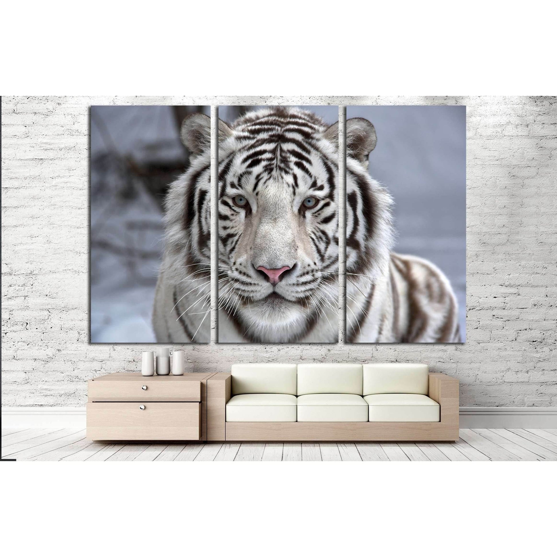 Face to face with white bengal tiger №2345 Ready to Hang Canvas PrintCanvas art arrives ready to hang, with hanging accessories included and no additional framing required. Every canvas print is hand-crafted, made on-demand at our workshop and expertly st