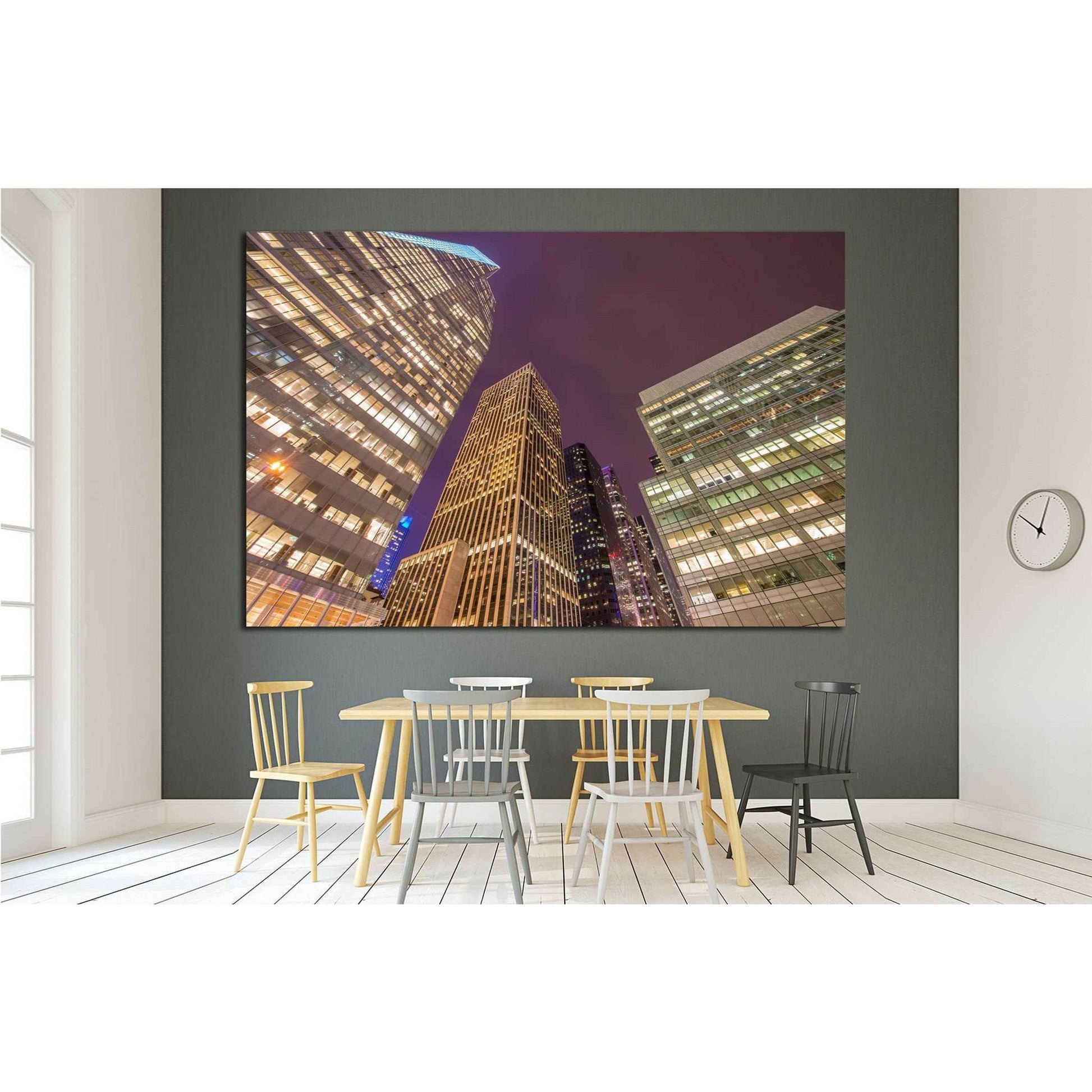 Famous skyscrapers of New York at night №1523 Ready to Hang Canvas PrintCanvas art arrives ready to hang, with hanging accessories included and no additional framing required. Every canvas print is hand-crafted, made on-demand at our workshop and expertly