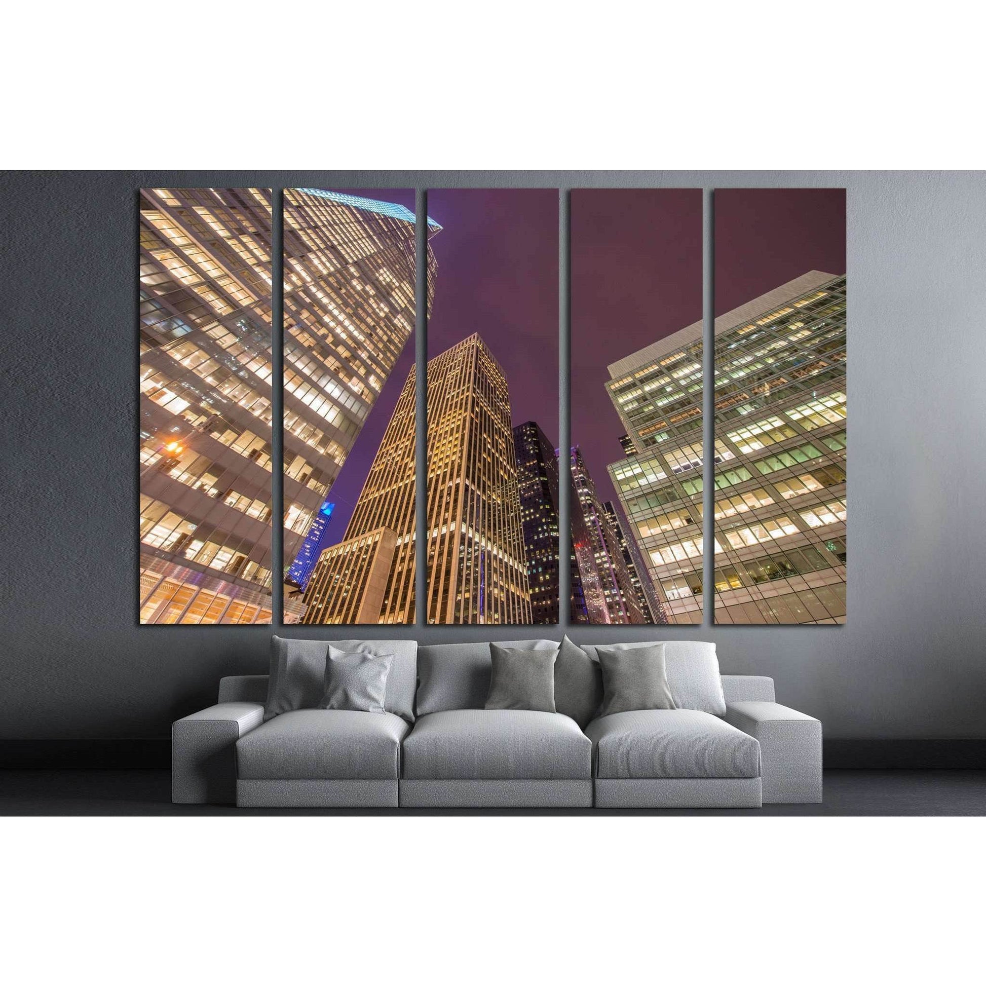 Famous skyscrapers of New York at night №1523 Ready to Hang Canvas PrintCanvas art arrives ready to hang, with hanging accessories included and no additional framing required. Every canvas print is hand-crafted, made on-demand at our workshop and expertly