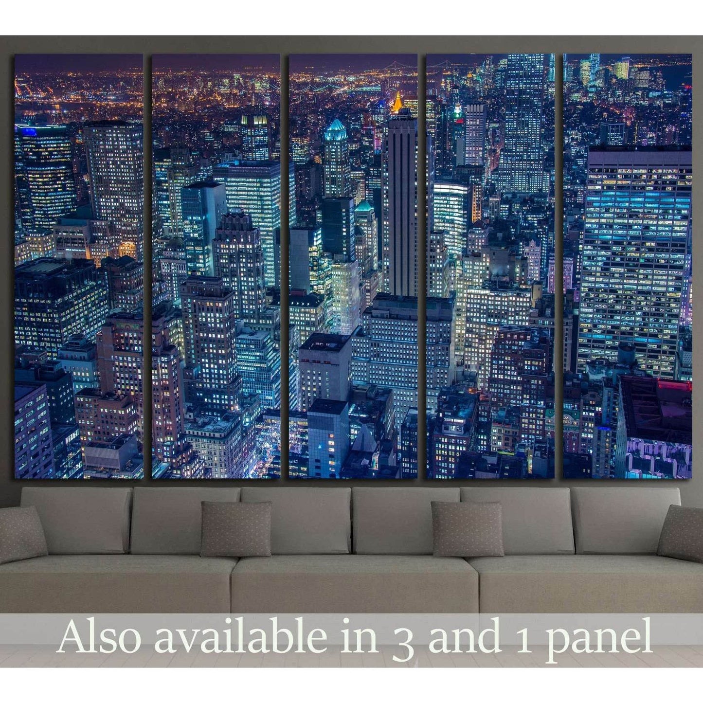 Famous skyscrapers of New York at night №1535 Ready to Hang Canvas PrintCanvas art arrives ready to hang, with hanging accessories included and no additional framing required. Every canvas print is hand-crafted, made on-demand at our workshop and expertly