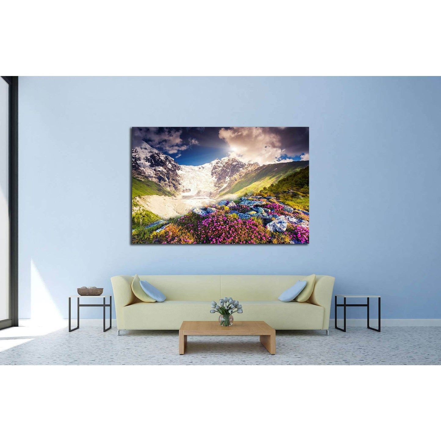 Fantastic colorful sunset and bloom rhododendron at the foot of Tetnuldi №1967 Ready to Hang Canvas PrintCanvas art arrives ready to hang, with hanging accessories included and no additional framing required. Every canvas print is hand-crafted, made on-de