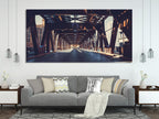 Urban Chicago Bridge Canvas Print, Large Urban Office Wall Art, Industrial Architecture Artwork, Modern Urban Art Print, Chicago Wall Decor