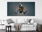 Impression sur toile d’un joueur de basket, grande œuvre murale sportive en mouvement, pièce d’art surdimensionnée en noir et blanc pour une salle de sport moderne à domicile ou une salle de jeux, cadeau de décoration murale