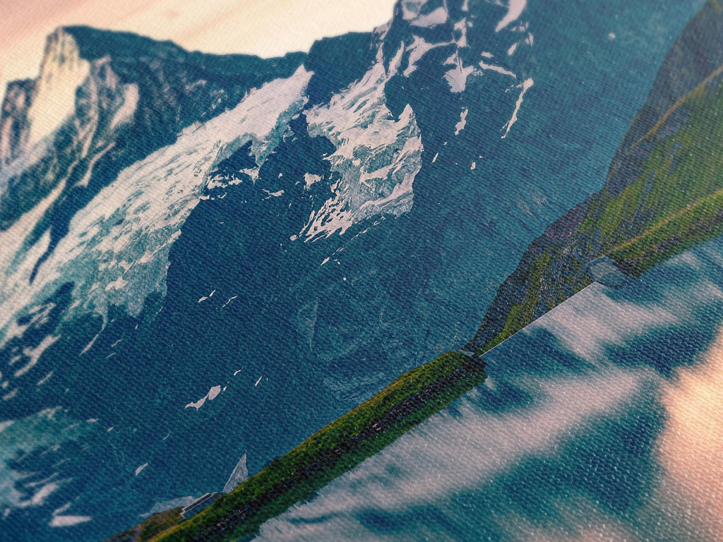 Mountain Landscape Wall Art - Large Alpine Mountain Canvas Print, Nature Wall Art, Mountain Canvas Art, Snow Covered Peak Print for Home Art