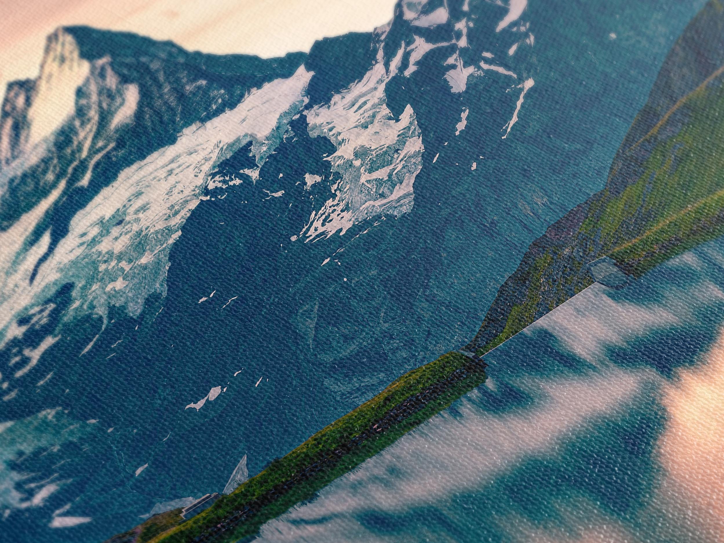 Mountain Landscape Wall Art - Large Alpine Mountain Canvas Print, Nature Wall Art, Mountain Canvas Art, Snow Covered Peak Print for Home Art