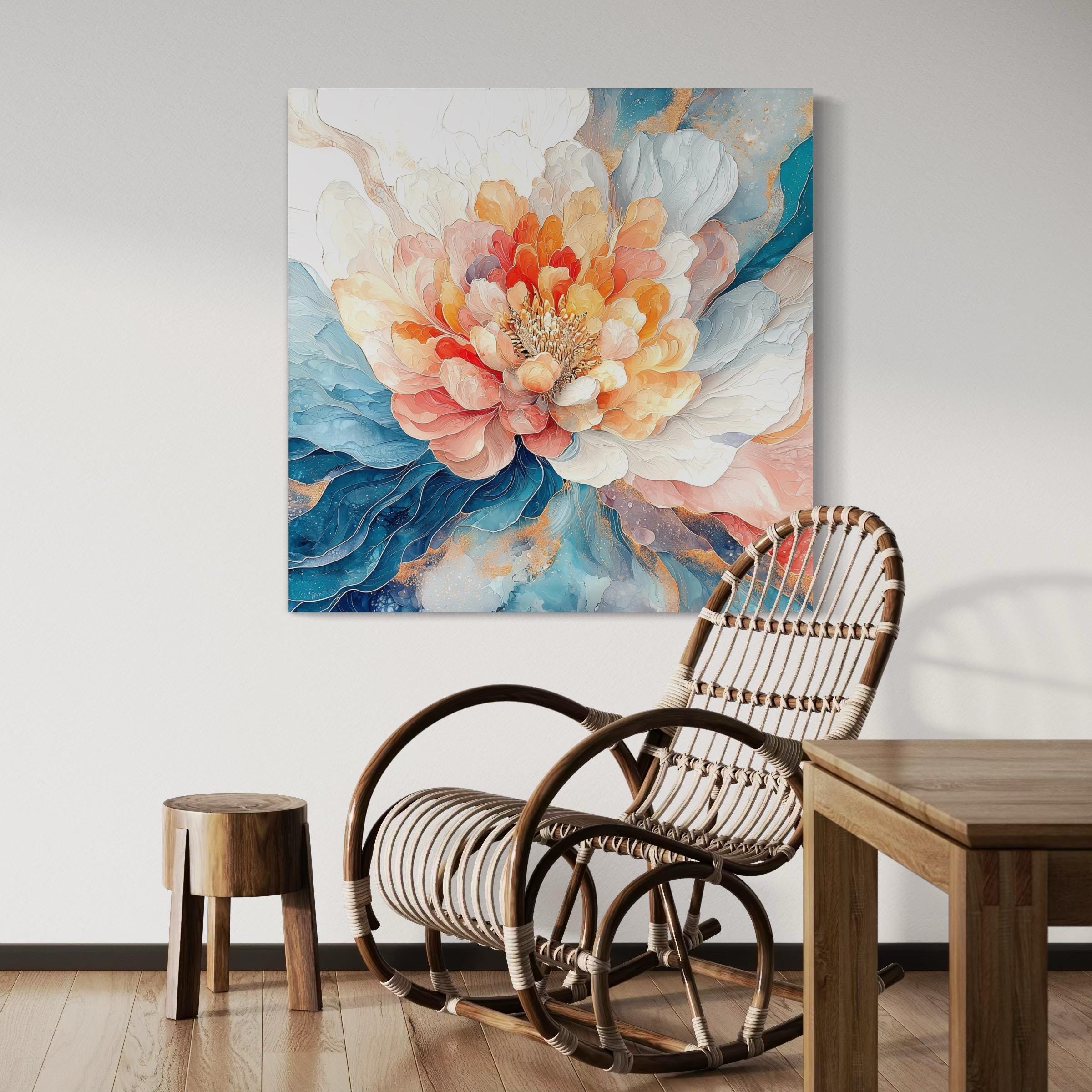 Floral Wall Art - Elegant Peony Canvas Print, Watercolor Flower Artwork, Large Botanical Painting, Blooming Floral Decor for Home & Office