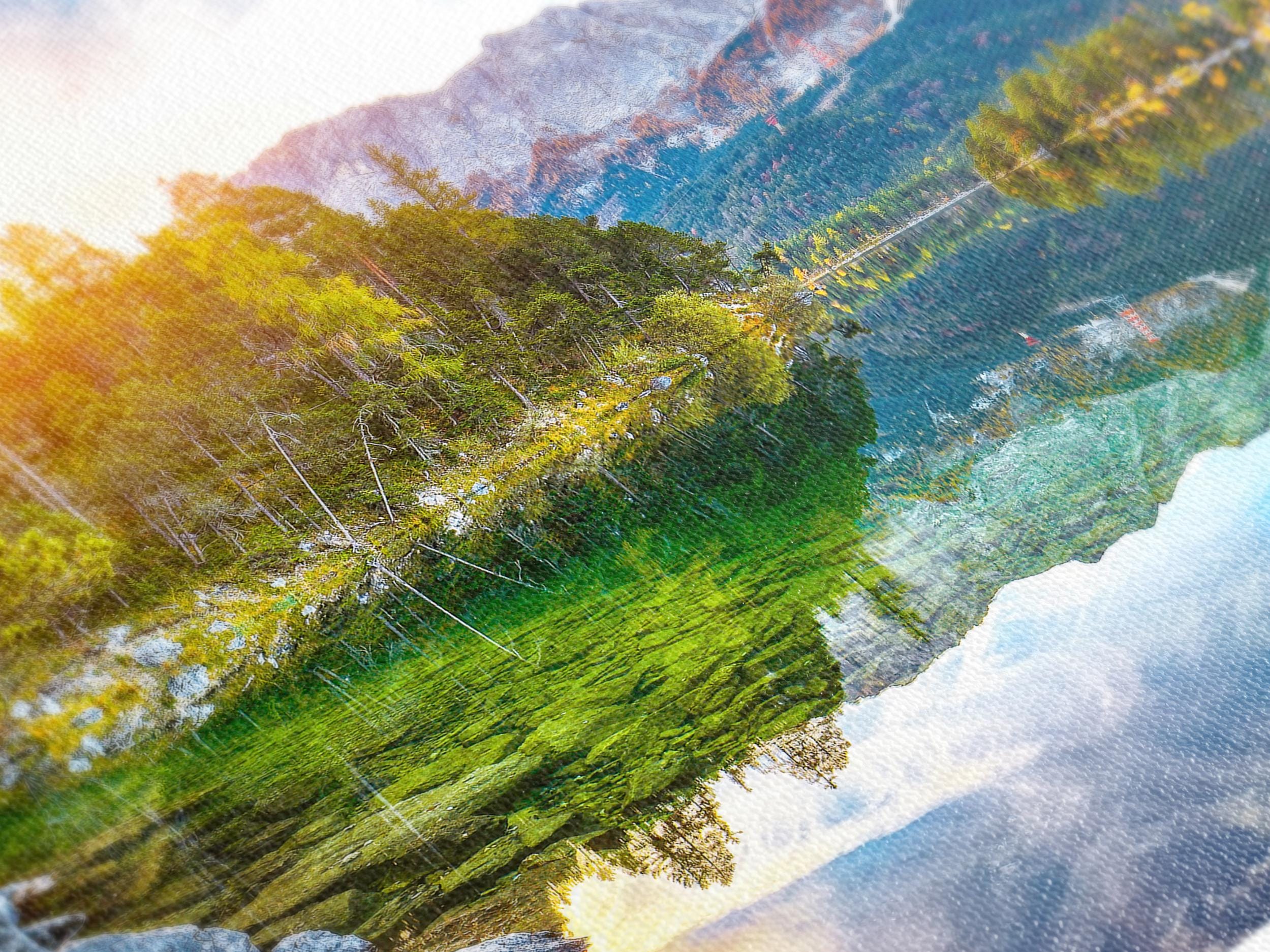 Large Eibsee Lake Canvas Print, Bavarian Alps Wall Art, Oversized Germany Autumn Landscape Artwork for Nature-Inspired Above Bed Wall Decor