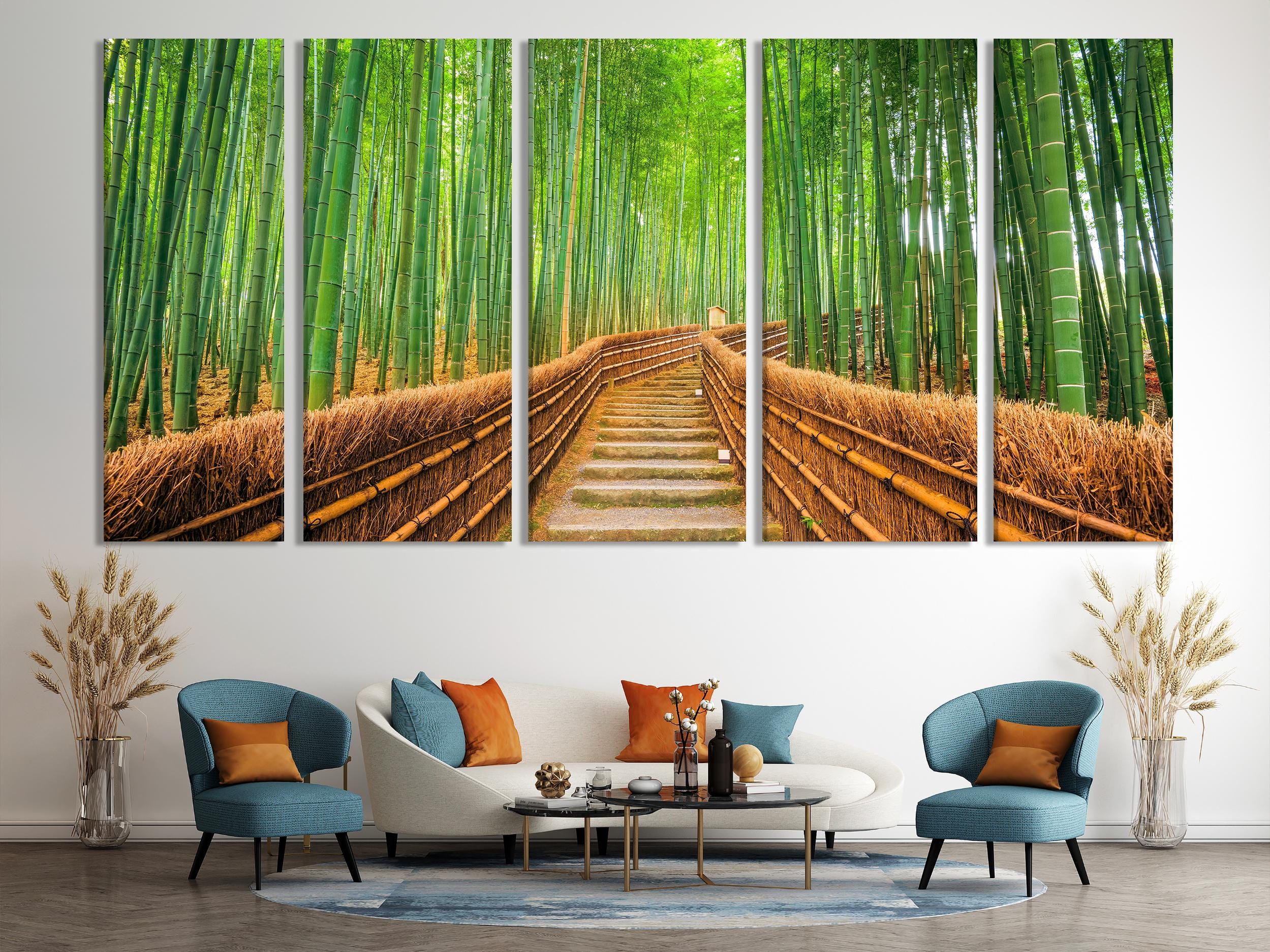 Bamboo Wall Art - Forest Path Canvas Print, Large Nature Wall Art, Green Landscape Photography, Zen Garden Decor for Living Room or Office