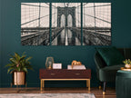 Brooklyn Bridge Canvas Print, Black and White New York City Art, Iconic Bridge Wall Decor, Industrial Urban Landscape, Large NYC Canvas Art
