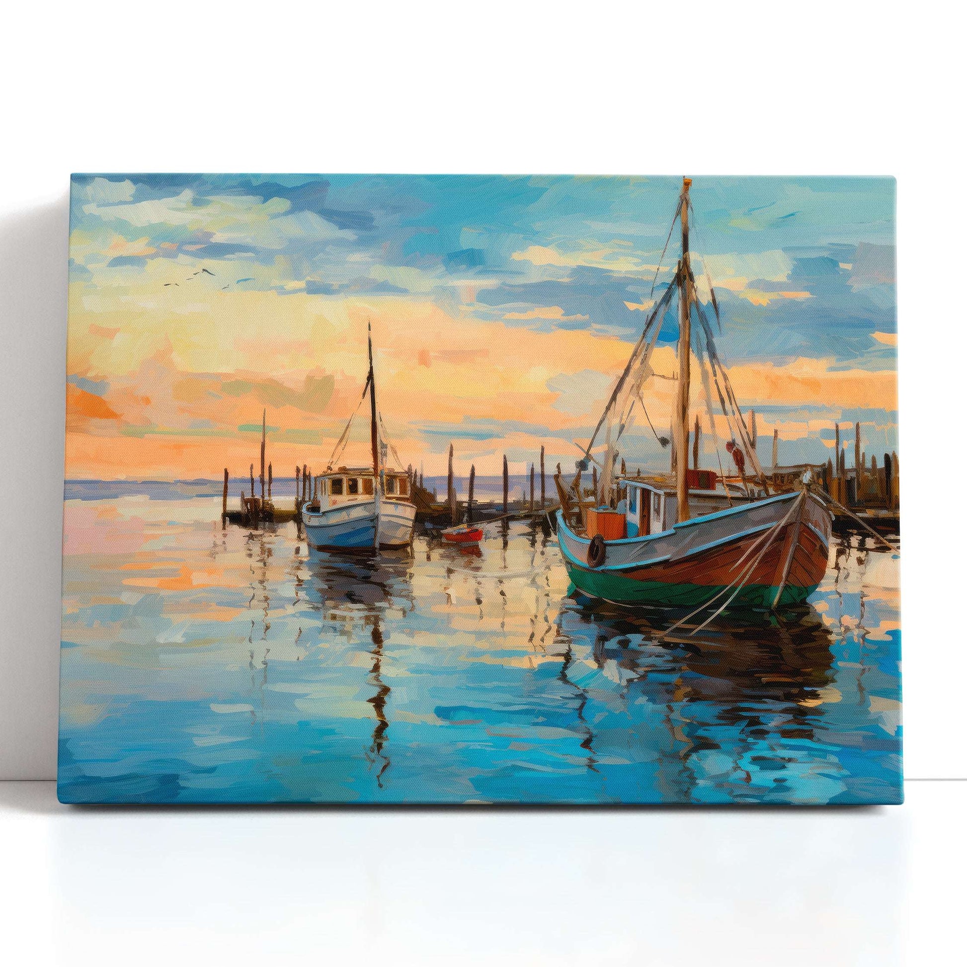 Fishing Boats at Dawn - Canvas Print - Artoholica Ready to Hang Canvas Print