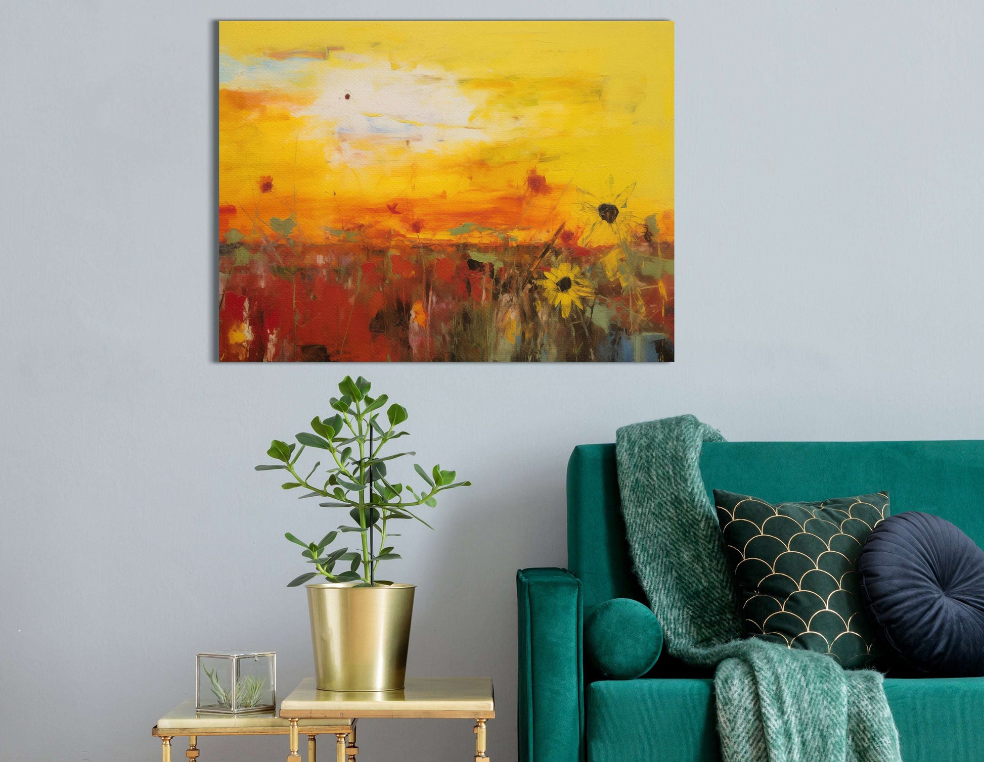 Floral Silhouettes in Vibrant Evening Glow - Canvas Print - Artoholica Ready to Hang Canvas Print