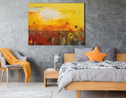 Floral Silhouettes in Vibrant Evening Glow - Canvas Print - Artoholica Ready to Hang Canvas Print