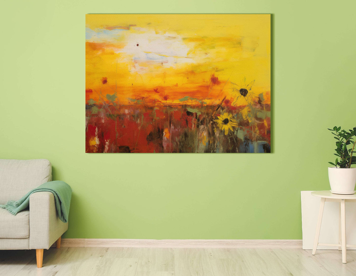 Floral Silhouettes in Vibrant Evening Glow - Canvas Print - Artoholica Ready to Hang Canvas Print