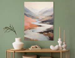 Fluid River Path Amidst Mountain Peaks - Canvas Print - Artoholica Ready to Hang Canvas Print