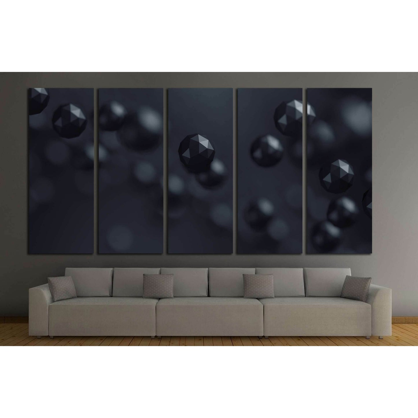 Flying polygonal spheres in empty space №2579 Ready to Hang Canvas PrintCanvas art arrives ready to hang, with hanging accessories included and no additional framing required. Every canvas print is hand-crafted, made on-demand at our workshop and expertly