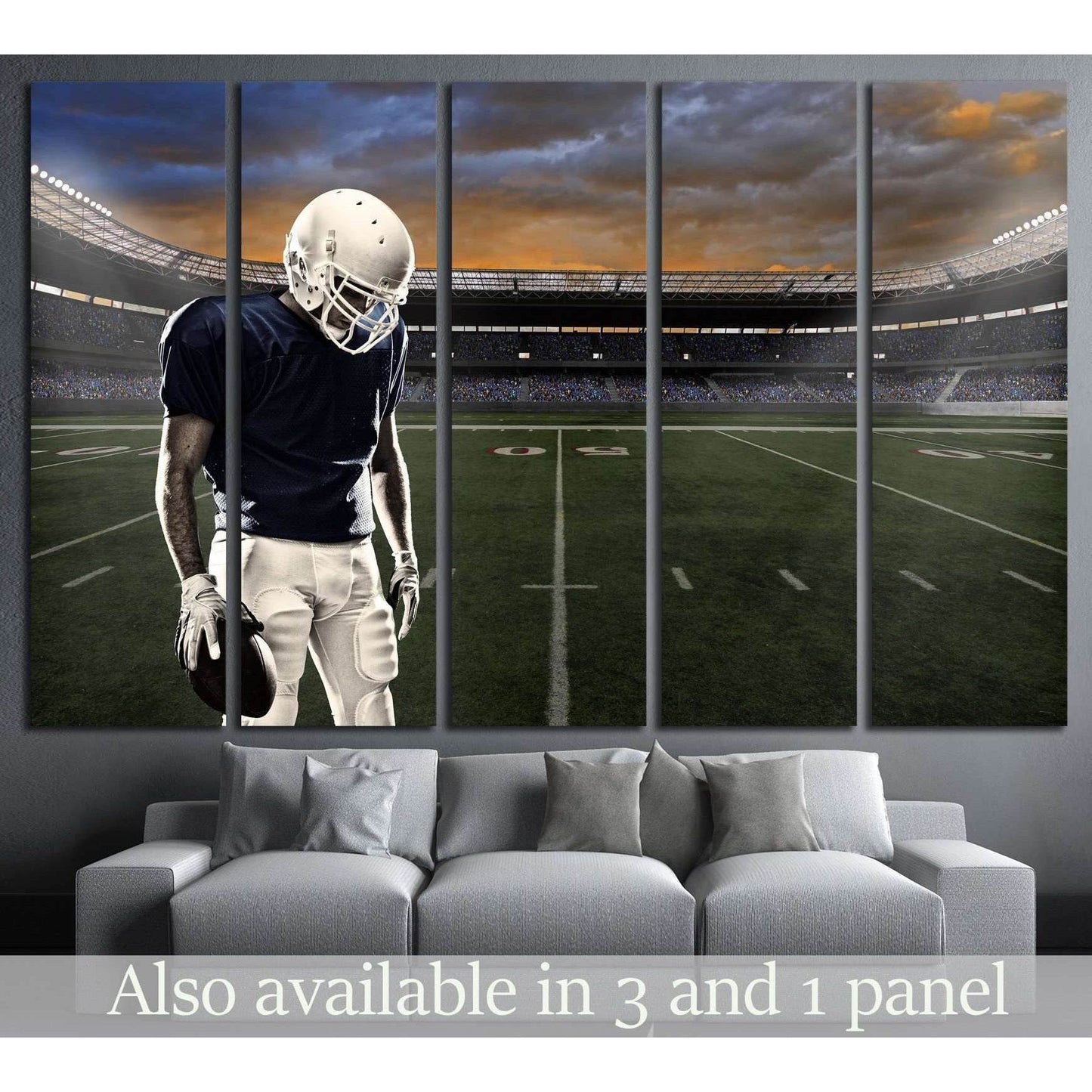 Football player with a blue uniform, in a stadium with fans wearing blue uniform №2122 Ready to Hang Canvas PrintCanvas art arrives ready to hang, with hanging accessories included and no additional framing required. Every canvas print is hand-crafted, ma