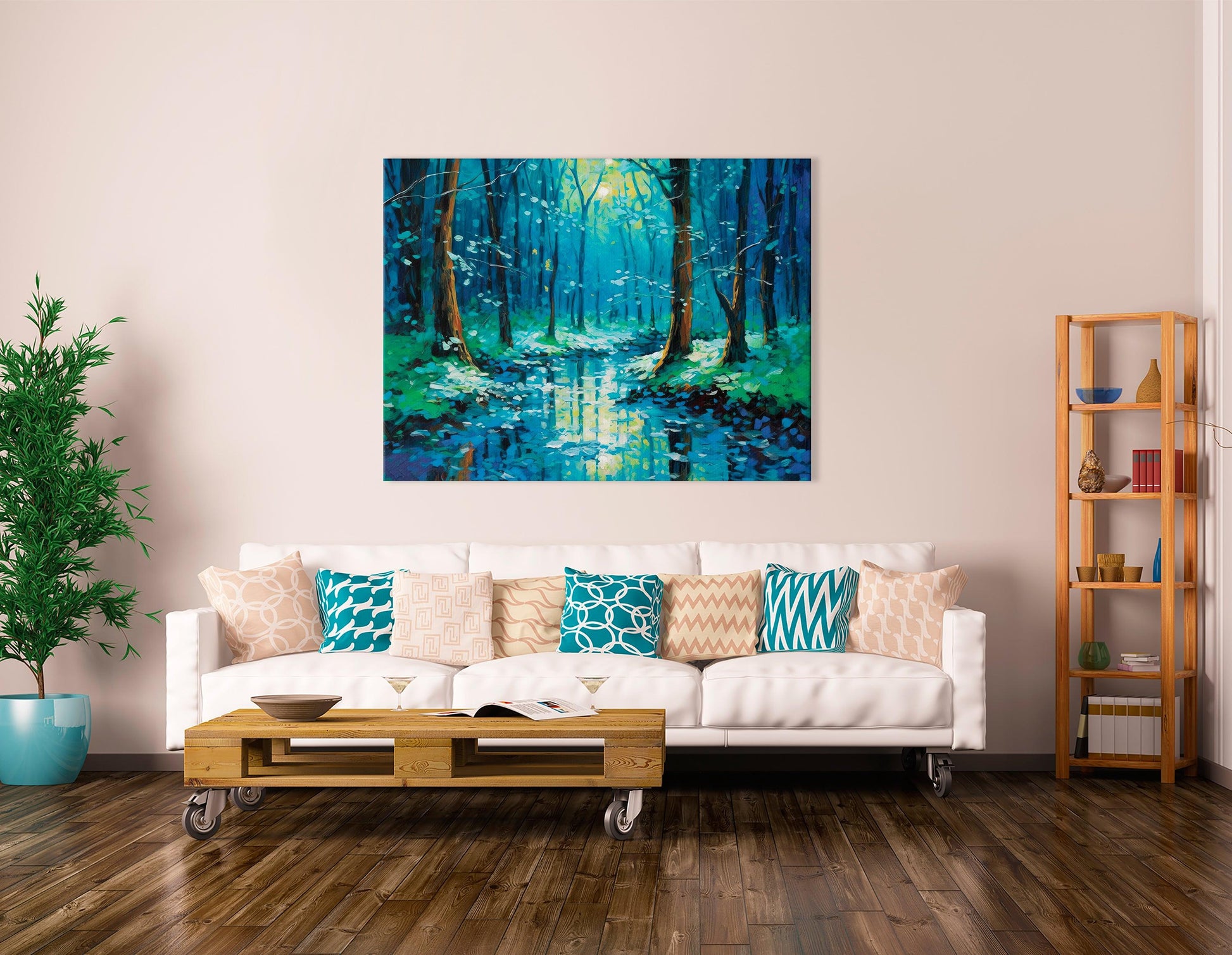 Forest Stream in Early Spring - Canvas Print - Artoholica Ready to Hang Canvas Print