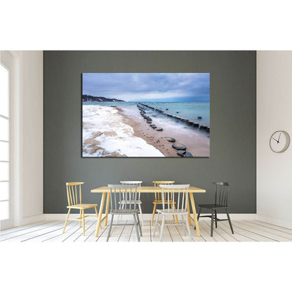 Frozen wooden breakwaters, Babie Doly, Poland №1986 Ready to Hang Canvas PrintCanvas art arrives ready to hang, with hanging accessories included and no additional framing required. Every canvas print is hand-crafted, made on-demand at our workshop and ex