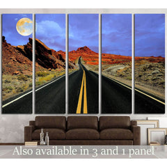 Full moon over desert road №2109 Ready to Hang Canvas PrintCanvas art arrives ready to hang, with hanging accessories included and no additional framing required. Every canvas print is hand-crafted, made on-demand at our workshop and expertly stretched ar