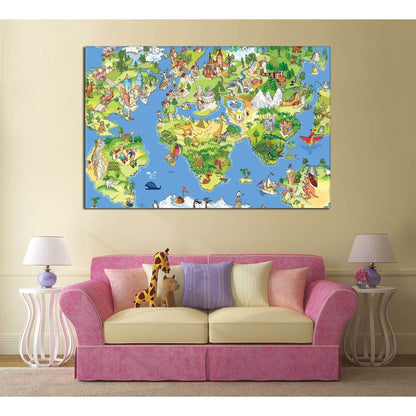 Kids World Map Canvas ArtworkDecorate your walls with a funny Kids World Map Canvas Art Print from the world's largest art gallery. Choose from thousands of kids map artworks with various sizing options. Choose your perfect art print to complete your kids