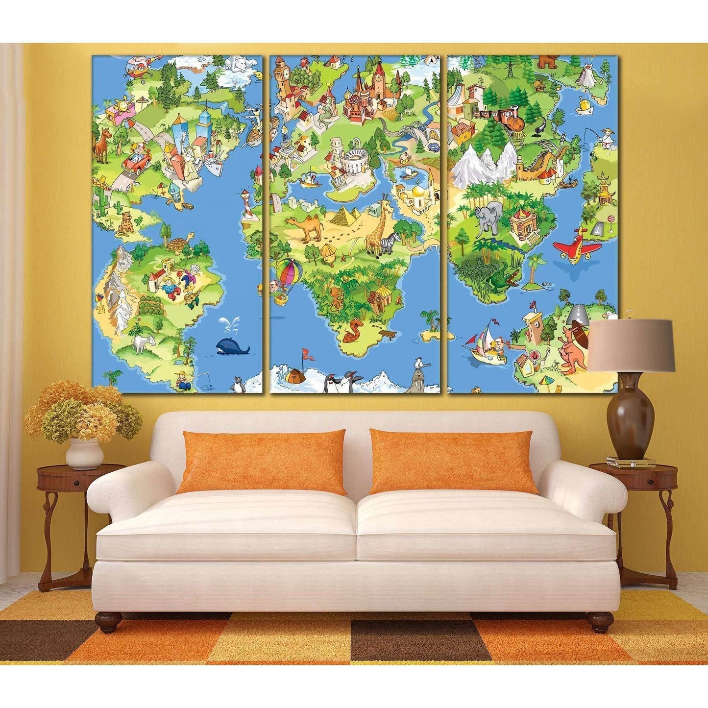 Kids World Map Canvas ArtworkDecorate your walls with a funny Kids World Map Canvas Art Print from the world's largest art gallery. Choose from thousands of kids map artworks with various sizing options. Choose your perfect art print to complete your kids