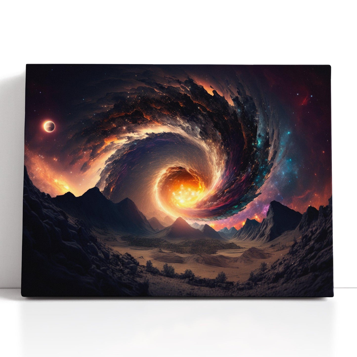 Futuristic Landscape with Spiral Galaxy - Canvas Print - Artoholica Ready to Hang Canvas Print