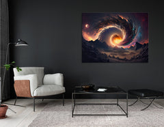 Futuristic Landscape with Spiral Galaxy - Canvas Print - Artoholica Ready to Hang Canvas Print