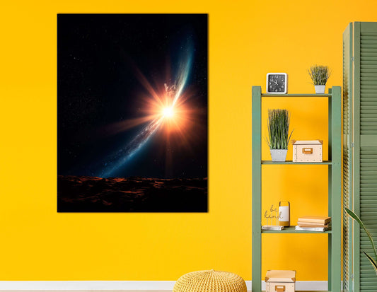 Futuristic Sun Rise in Space - Canvas Print - Artoholica Ready to Hang Canvas Print