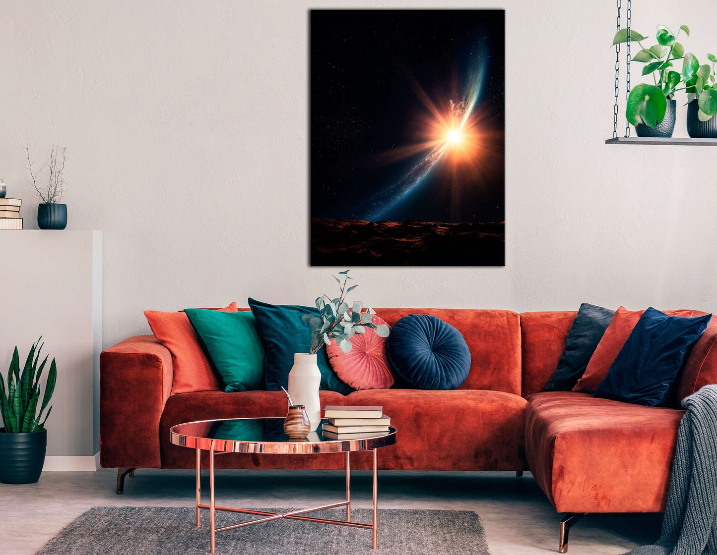 Futuristic Sun Rise in Space - Canvas Print - Artoholica Ready to Hang Canvas Print