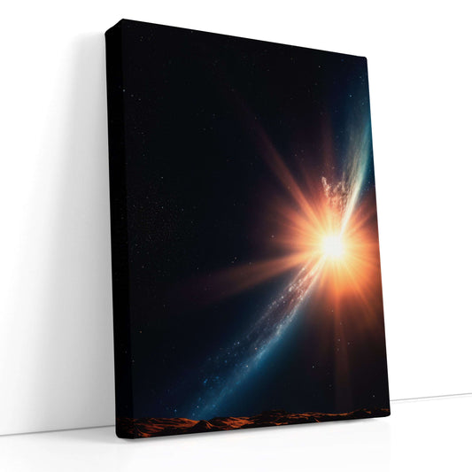 Futuristic Sun Rise in Space - Canvas Print - Artoholica Ready to Hang Canvas Print