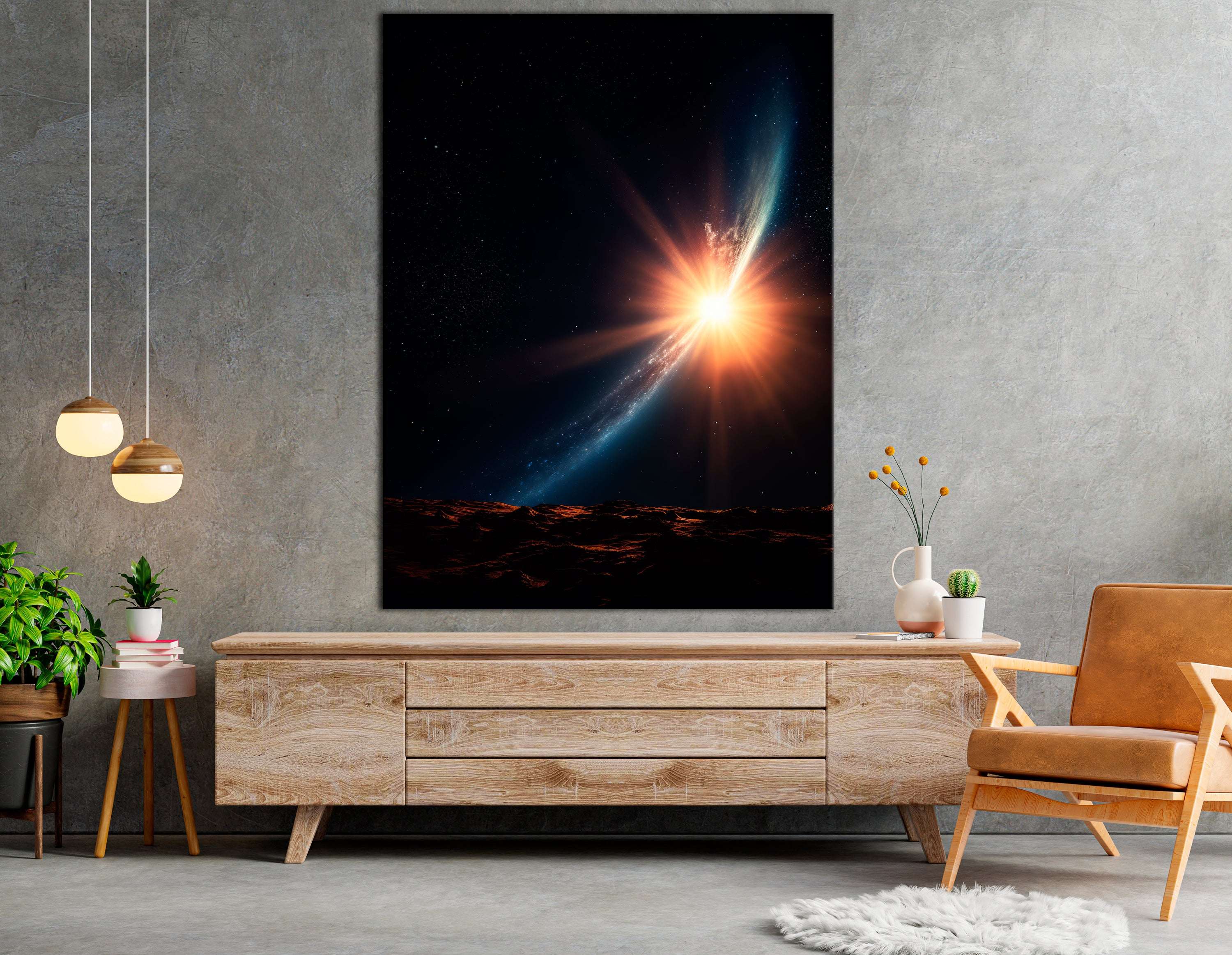 Futuristic Sun Rise in Space - Canvas Print - Artoholica Ready to Hang Canvas Print