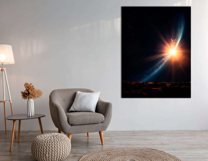 Futuristic Sun Rise in Space - Canvas Print - Artoholica Ready to Hang Canvas Print