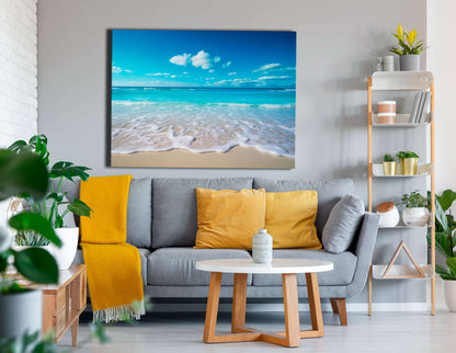 Gentle Ocean Waves on the Sandy Beach - Canvas Print - Artoholica Ready to Hang Canvas Print