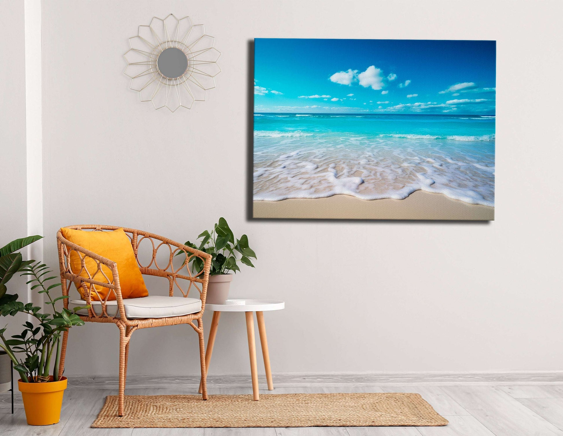 Gentle Ocean Waves on the Sandy Beach - Canvas Print - Artoholica Ready to Hang Canvas Print