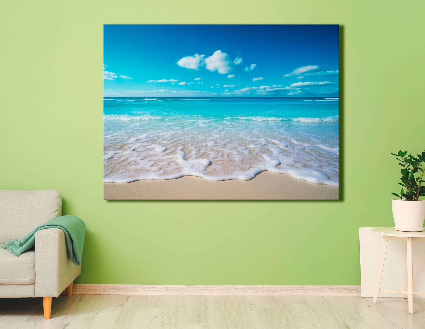 Gentle Ocean Waves on the Sandy Beach - Canvas Print - Artoholica Ready to Hang Canvas Print