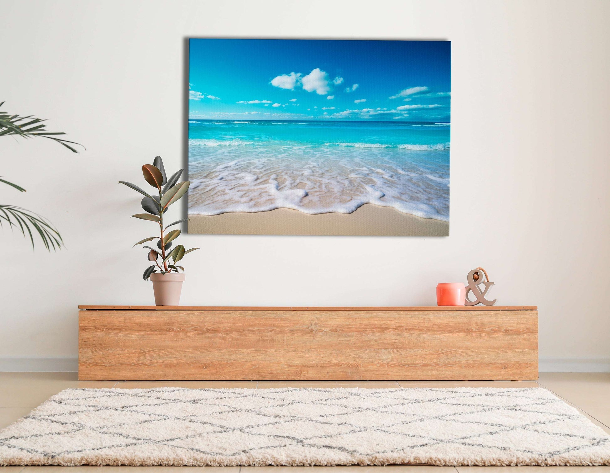 Gentle Ocean Waves on the Sandy Beach - Canvas Print - Artoholica Ready to Hang Canvas Print