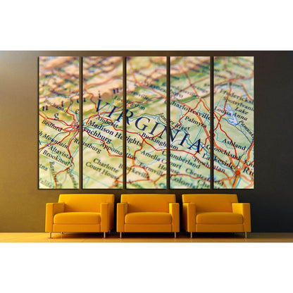 Geographic map of Virginia close №2099 Ready to Hang Canvas PrintCanvas art arrives ready to hang, with hanging accessories included and no additional framing required. Every canvas print is hand-crafted, made on-demand at our workshop and expertly stretc