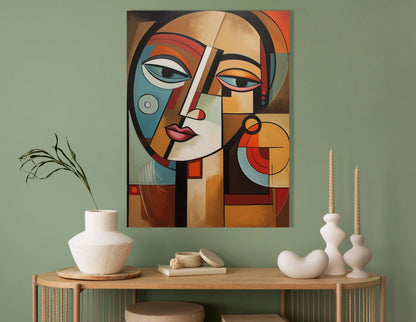 Geometric Abstract Woman's Face - Canvas Print - Artoholica Ready to Hang Canvas Print