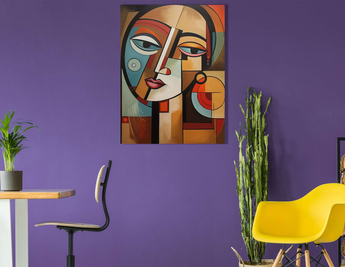 Geometric Abstract Woman's Face - Canvas Print - Artoholica Ready to Hang Canvas Print