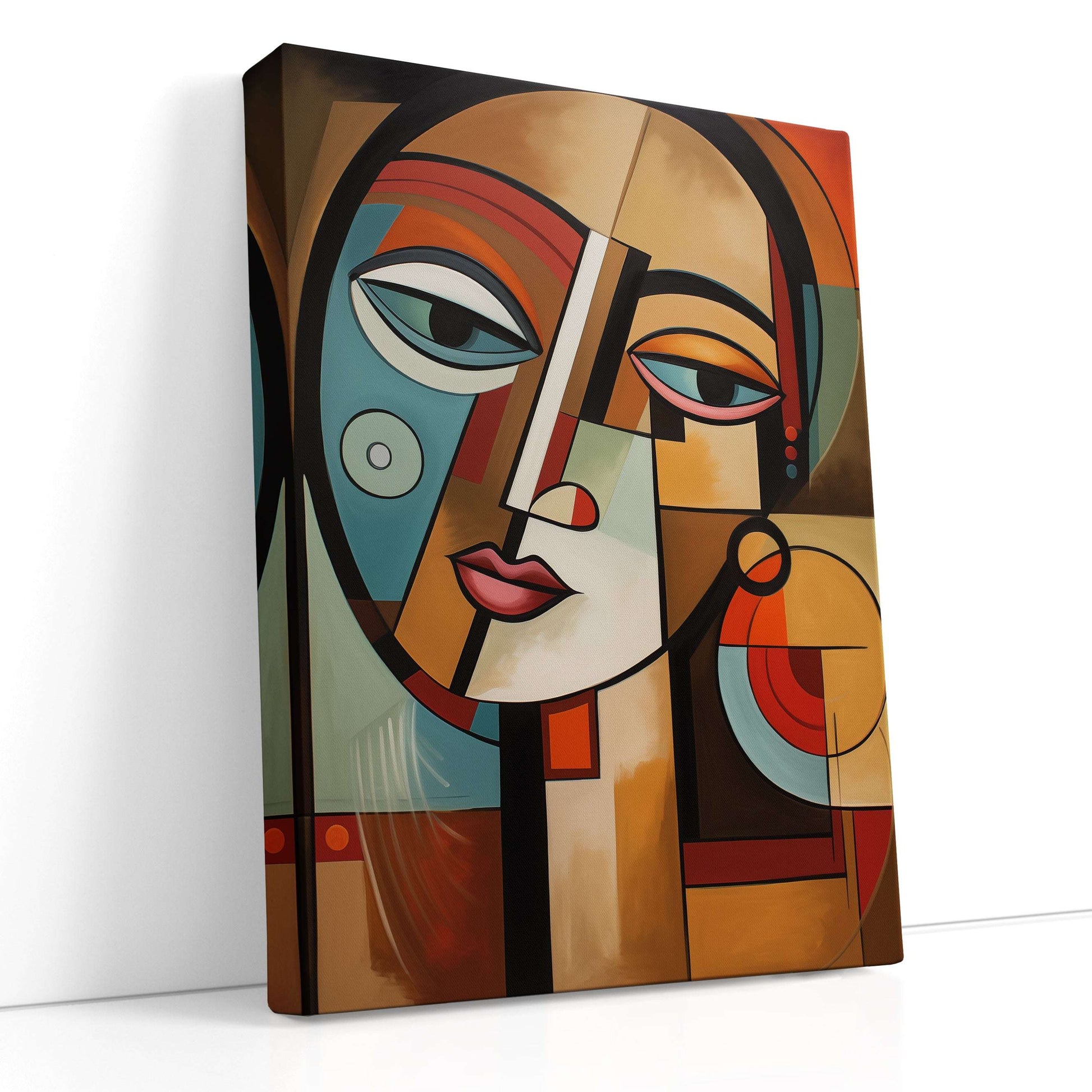 Geometric Abstract Woman's Face - Canvas Print - Artoholica Ready to Hang Canvas Print