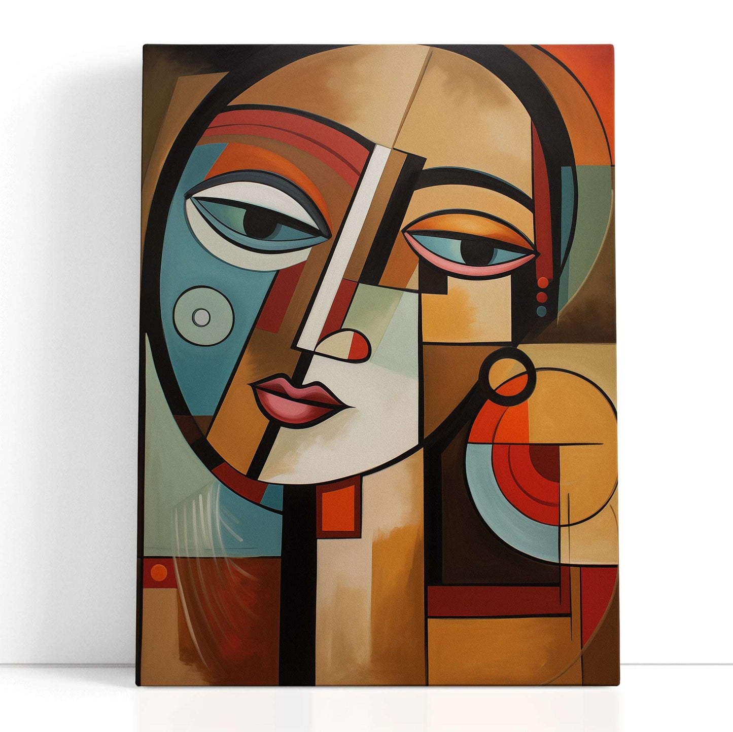 Geometric Abstract Woman's Face - Canvas Print - Artoholica Ready to Hang Canvas Print