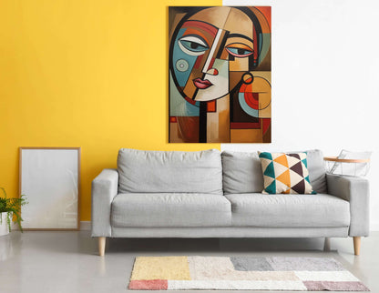 Geometric Abstract Woman's Face - Canvas Print - Artoholica Ready to Hang Canvas Print