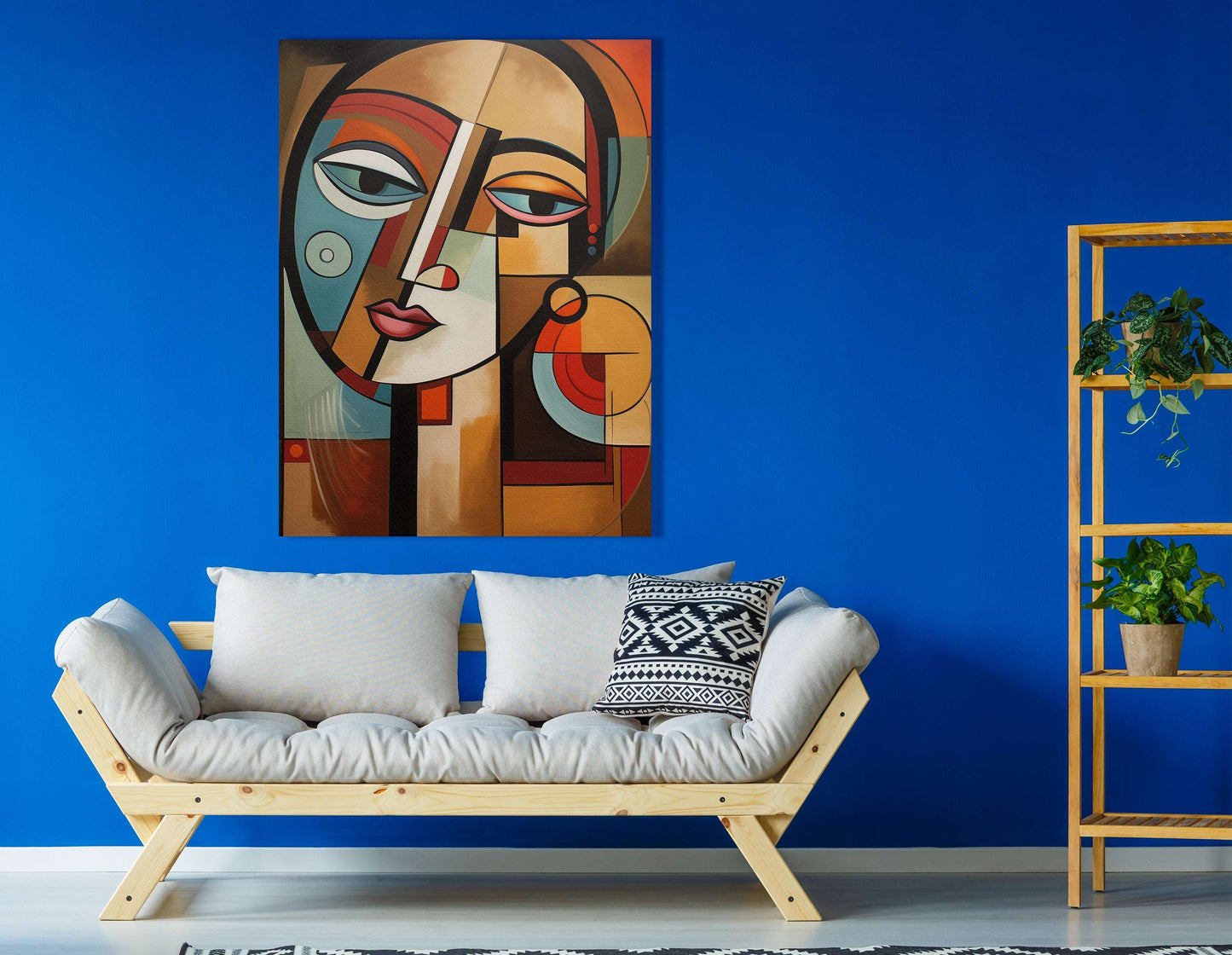 Geometric Abstract Woman's Face - Canvas Print - Artoholica Ready to Hang Canvas Print