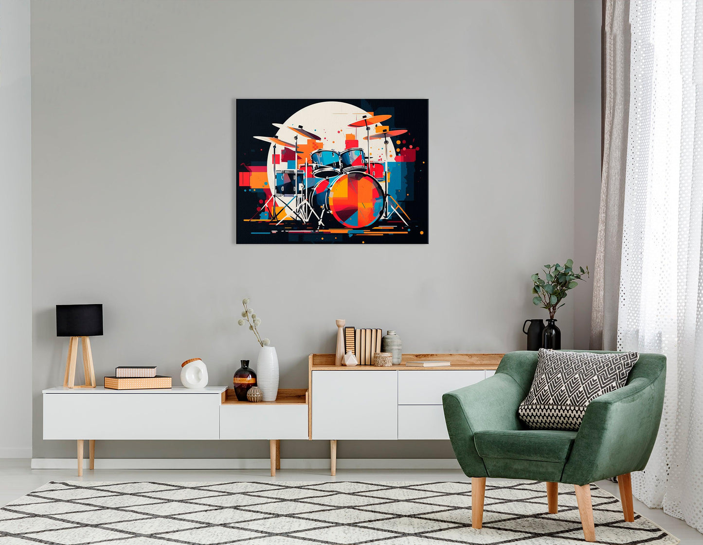 Geometric Abstraction Drum Set - Canvas Print - Artoholica Ready to Hang Canvas Print