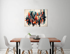 Geometric Abstraction in Light Red and Dark Cyan - Canvas Print - Artoholica Ready to Hang Canvas Print